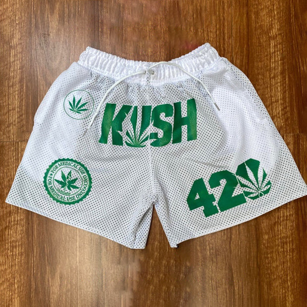 Fashion double layer mesh print shorts