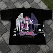Anime angel devil printed T-shirt