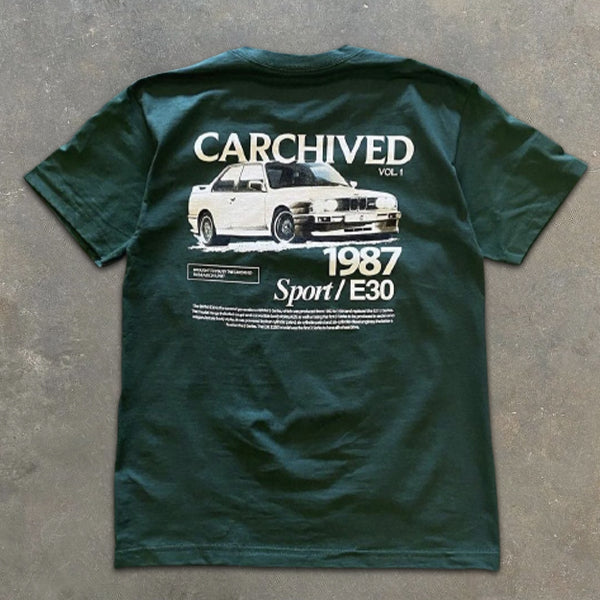 Vintage Car Graphic Print Short Sleeve T-Shirt