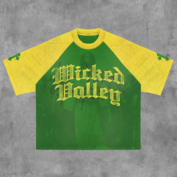 Wicked Valley Contrast Color Print Short Sleeve T-Shirt