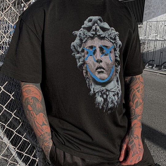 Personalized David print short-sleeved round neck T-shirt