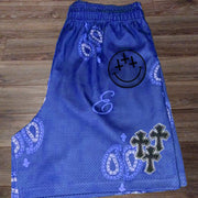Fashion cross smiley print sports shorts