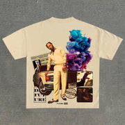 Stylish preppy round neck printed graphic T-shirt