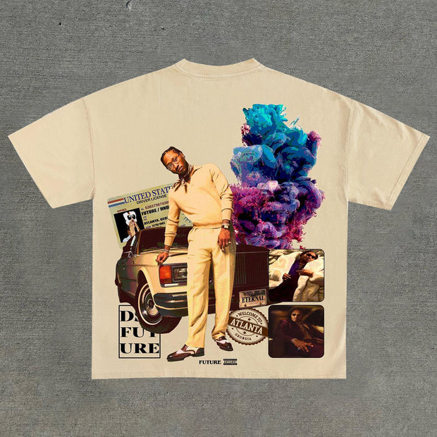 Stylish preppy round neck printed graphic T-shirt