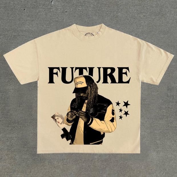 Stylish preppy round neck printed graphic T-shirt