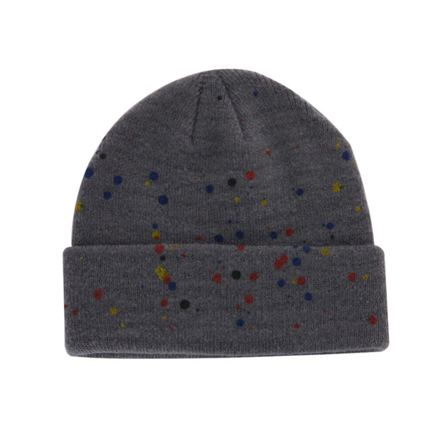 Spray-painted colorful polka dot graffiti wool knitting hat