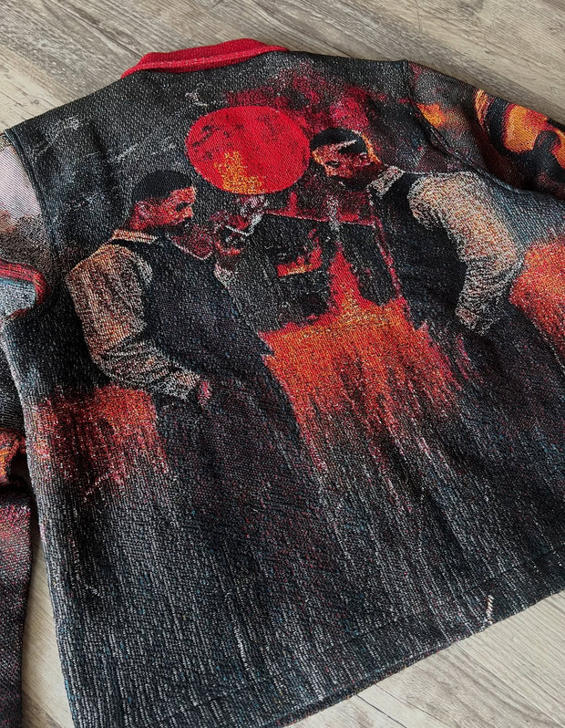 Vintage Lapel Tapestry Zip Jacket