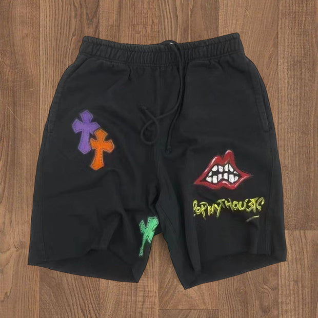 Cross casual print track shorts