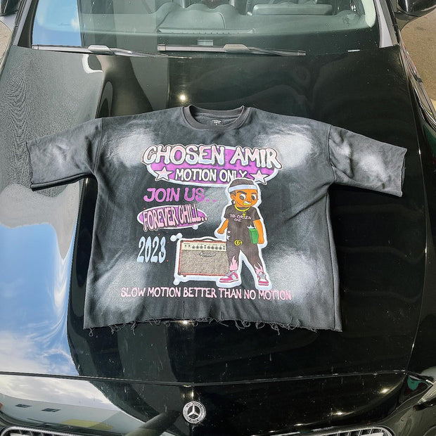 Vintage Gradient Print Oversized T-shirt