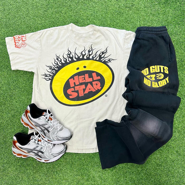 No Guts No Glory Print T-shirt Sweatpants Two Piece Set