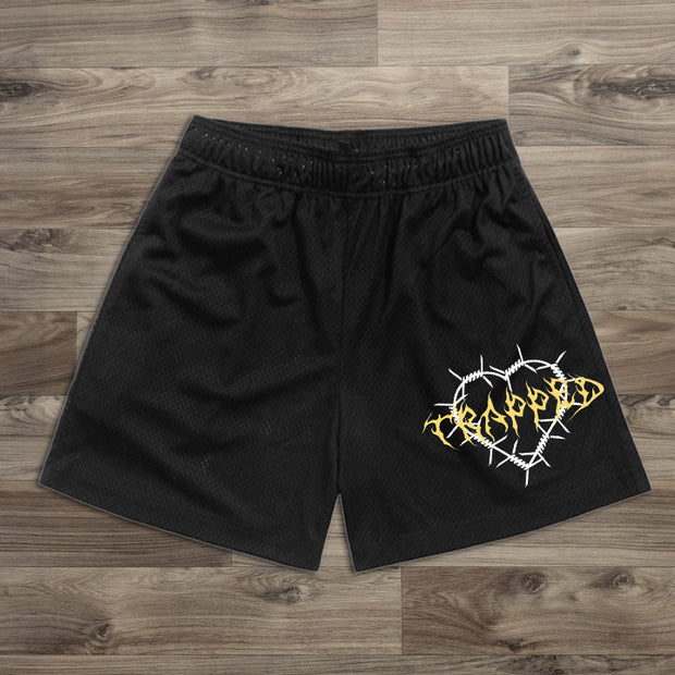 heart print elastic shorts