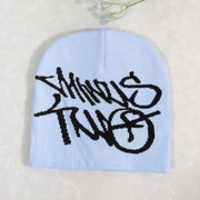 English letter woolen hat outdoor warm hat for men and women