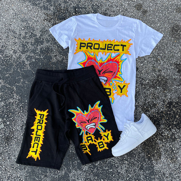 Street Personality Print Short Sleeve Suit