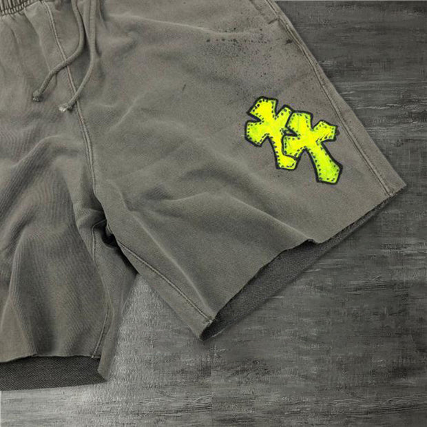Fashion cross print retro shorts