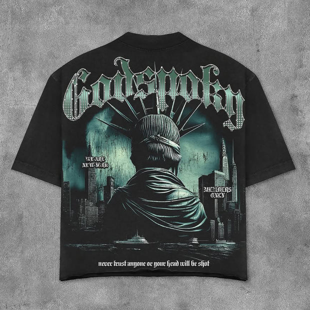 Statue Of Liberty Statue Print Short Sleeve T-Shirt