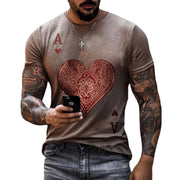 Casual round neck short sleeve digital print pullover men's T-shirt