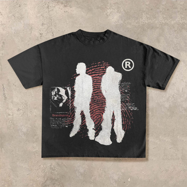 Retro personalized round neck printed short sleeves