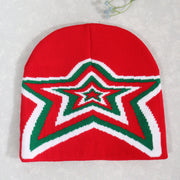 Pullover overlapping five-pointed Y2K jacquard knitted hat