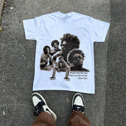 Street Style Singer Printed Crew Neck Casual T-Shirt
