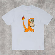 Multicolor Cartoon Pattern Street Short Sleeve T-Shirt