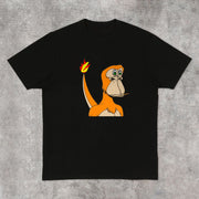 Multicolor Cartoon Pattern Street Short Sleeve T-Shirt