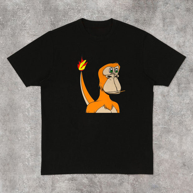 Multicolor Cartoon Pattern Street Short Sleeve T-Shirt