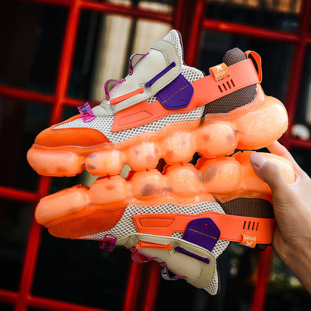 Breathable mesh popcorn sports men's shoes dazzling color dad ins tide shoes net red student running net shoes