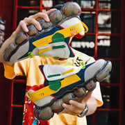 Breathable mesh popcorn sports men's shoes dazzling color dad ins tide shoes net red student running net shoes