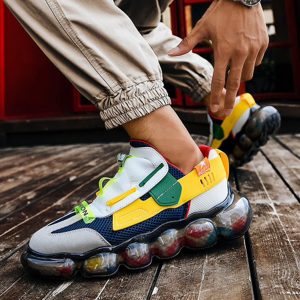 Breathable mesh popcorn sports men's shoes dazzling color dad ins tide shoes net red student running net shoes