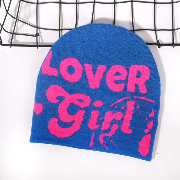 LOVER letter knitted hat