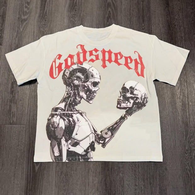Skull Godspeed Print Short Sleeve T-Shirt