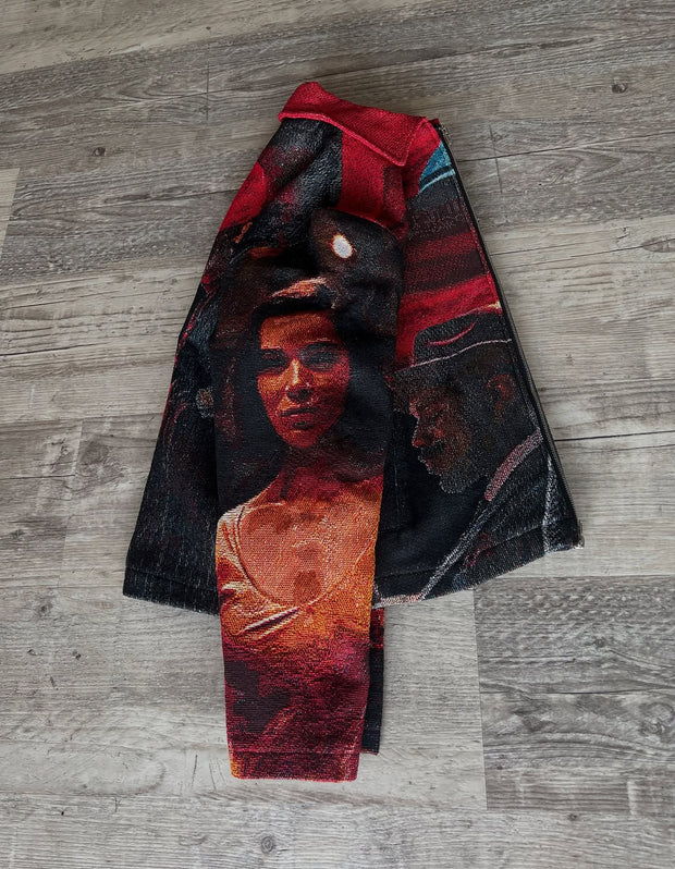 Vintage Lapel Tapestry Zip Jacket