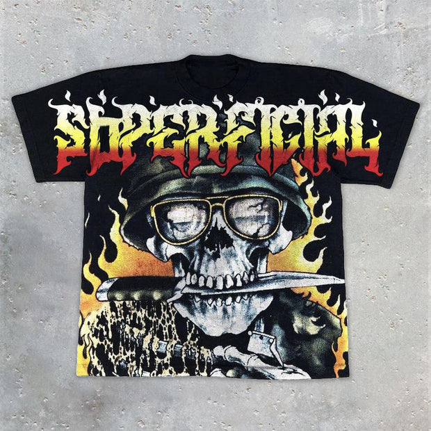 Statement street style skull print T-shirt