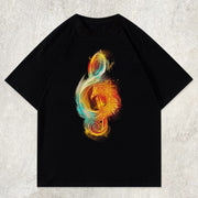 musical note print short-sleeved T-shirt