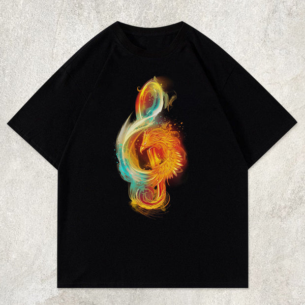 musical note print short-sleeved T-shirt