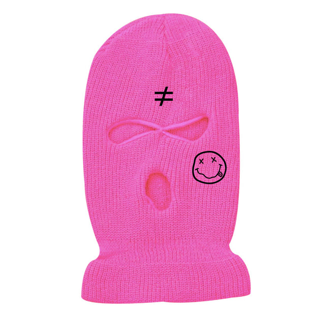 Warm knitted hat ski mask three-hole hat