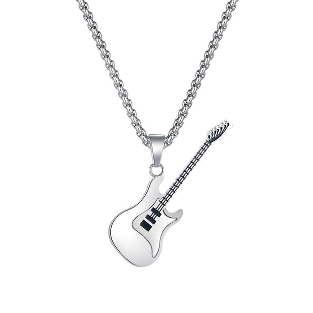 Creative personality mini rock guitar necklace