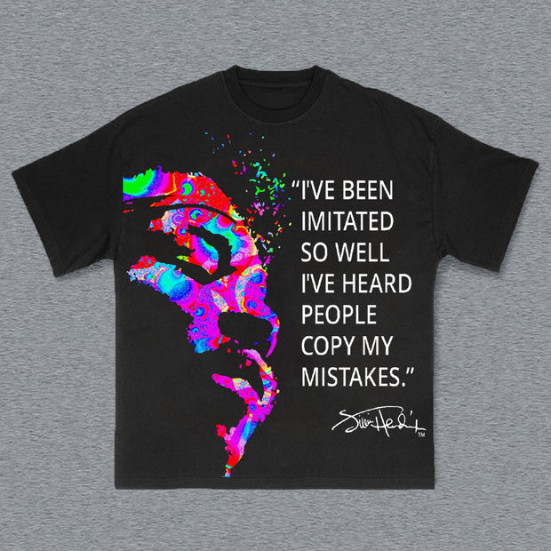 Guitarist & Letters Print Short Sleeve T-Shirt