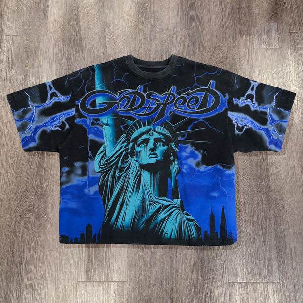 Fashion Statue Of Liberty Print Short Sleeve T-Shirt