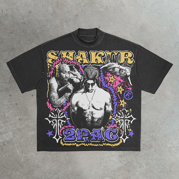 Tribute to rap casual street printed cotton T-shirt