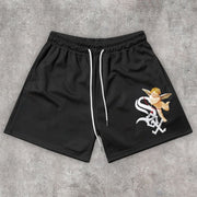 Fashion Angel Print Casual Vintage Shorts