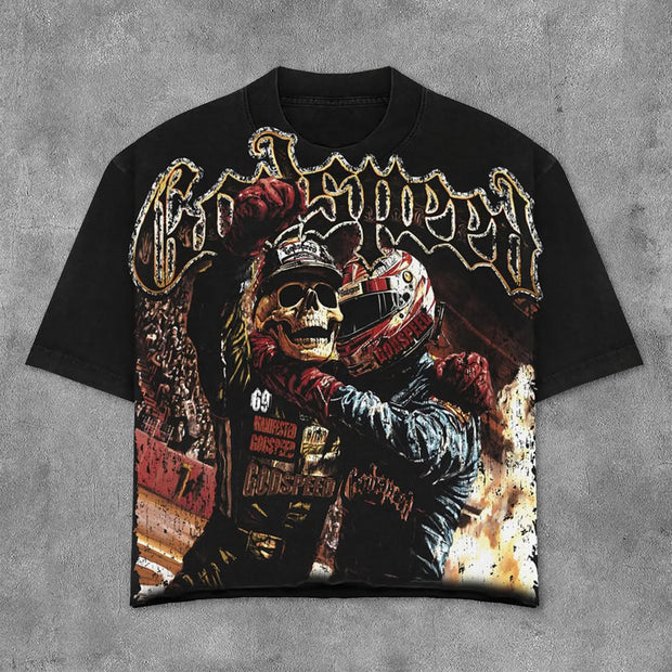 Fashion Victory Cheer Print Short Sleeve T-Shirt