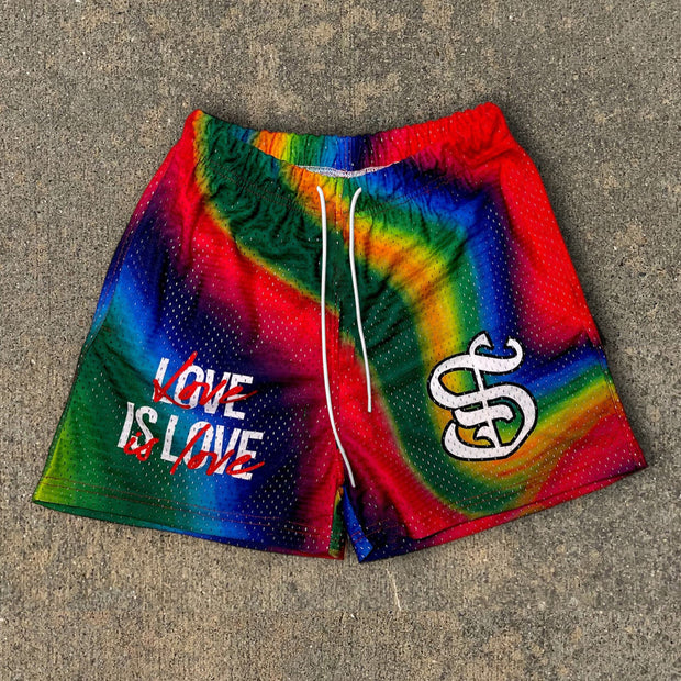 Stylish Rainbow Alphabet Print Shorts