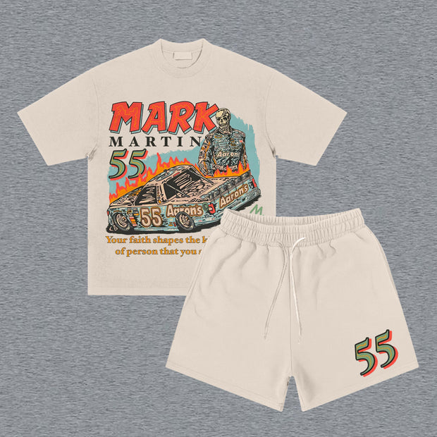 Racer No. 55 Print Short Sleeve Two Piece Set