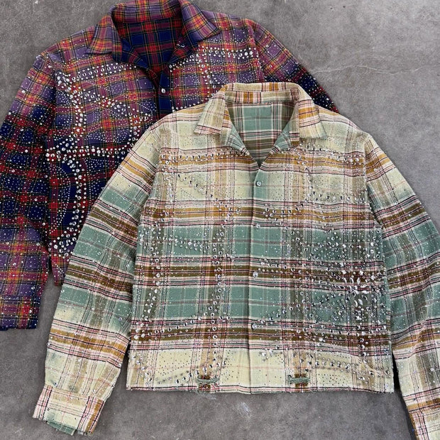 Dream Nile Casual Street Retro Plaid Gradient Flannel Shirt