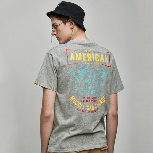 Street English alphabet print short-sleeved T-shirt