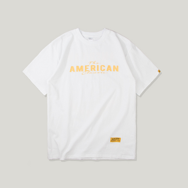 Street English alphabet print short-sleeved T-shirt