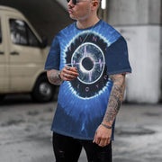 Tie-dyed round neck loose letter print T-shirt