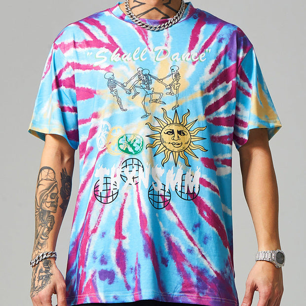 Personalized printed street tie-dye loose short-sleeved T-shirt