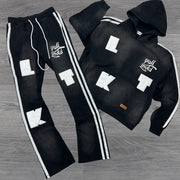 Fashion Stripe Gradient Print Hoodie Pants Hoodie